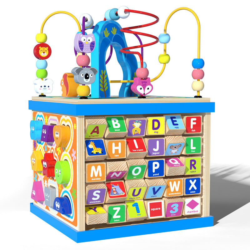 ⭐ Juguete de Madera Multifuncional para Bebés | Caja de Actividades Montessori con Laberinto de Cuentas | Niños y Niñas
