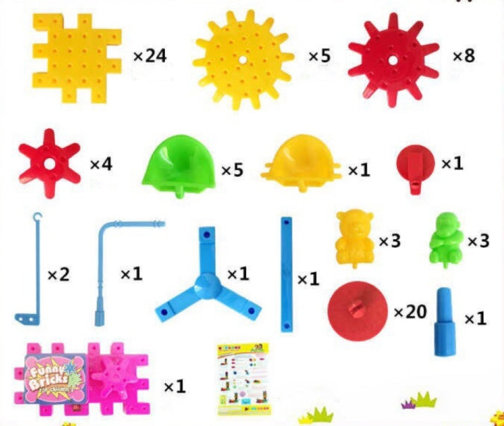 ⭐ Set de Construcción 3D con Engranajes Eléctricos | 82 Piezas | Bloques Educativos de Plástico ABS | Juguete STEM para Niños