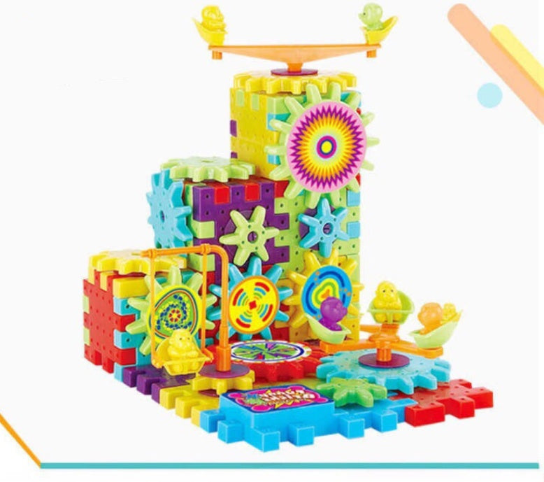 ⭐ Set de Construcción 3D con Engranajes Eléctricos | 82 Piezas | Bloques Educativos de Plástico ABS | Juguete STEM para Niños