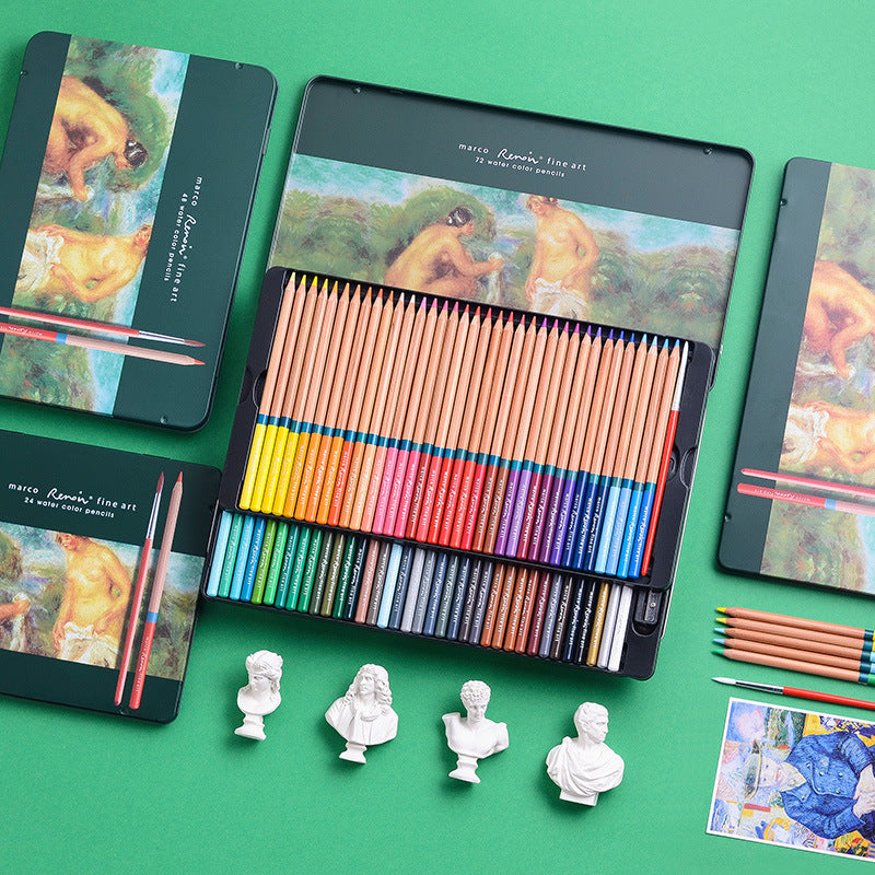 ⭐ Lápices de Colores Acuarelables Profesionales | 24 / 36 / 48 / 72 Colores | Mina 3.7 mm, Solubles en Agua, Caja Metálica – Ideal para Estudiantes, Artistas y Regalo