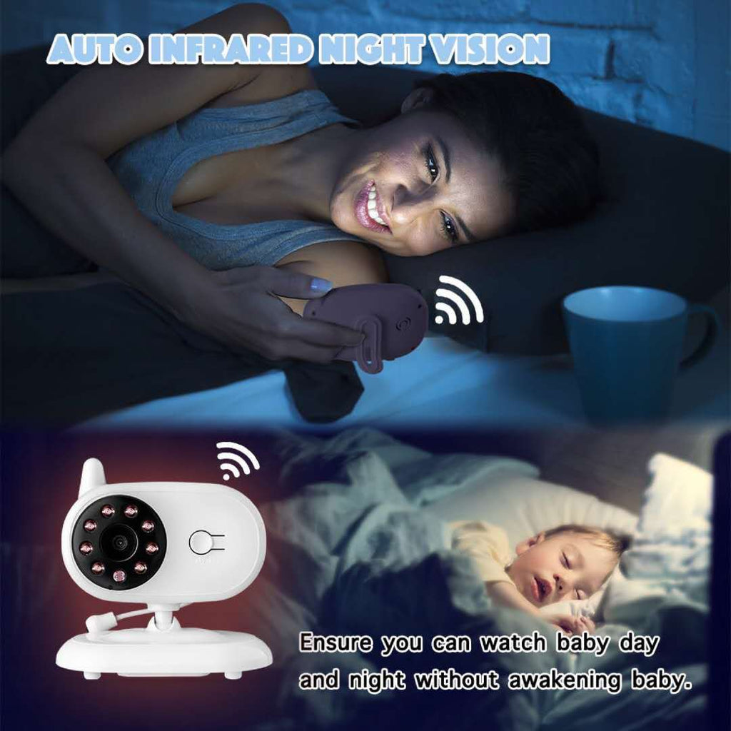 ⭐Monitor de Bebé con Cámara 3.5" | Visión Nocturna, Audio Bidireccional, Sensor de Temperatura, Lullabies y Transmisión Segura 2.4G