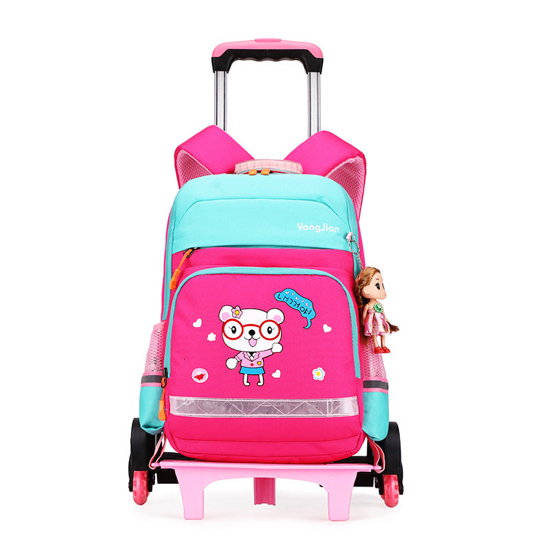 ⭐ Mochila Escolar con Ruedas Desmontable – Estilo Coreano | 36–55L, Oxford Impermeable, Ligera y Transpirable | Para Niños y Niñas de Primaria