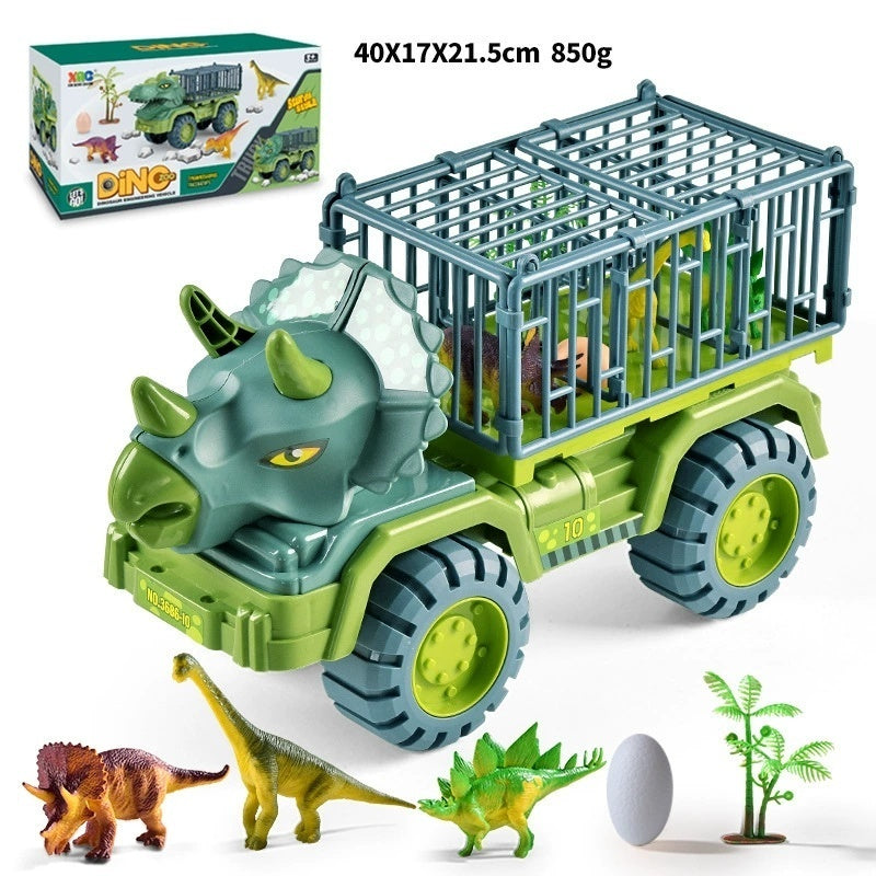 ⭐Set de Vehículos Dinosaurio para Niños | Camión de Ingeniería Grande con Contenedor – Juguete Infantil de Dinosaurios
