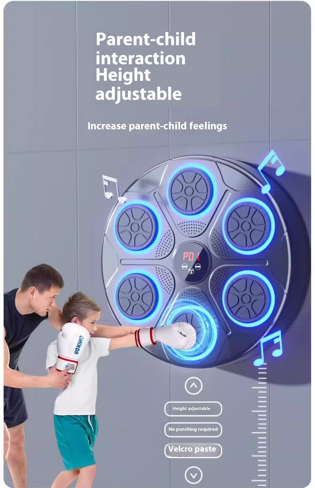 ⭐Máquina de Boxeo Musical con Luces RGB y Bluetooth | Entrenamiento en Casa, Velocidad Ajustable, Para Adultos y Niños | Kickboxing, Karate, Fitness