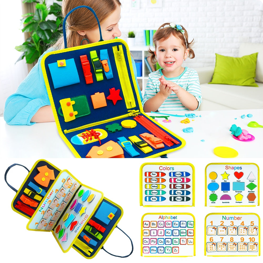 ⭐ Busy Book Montessori para Niños 1–5 Años | Libro Sensorial de Fieltro, Actividades de Vestir y Abotonar | Juguete Educativo Portátil, Viajes y Preescolar