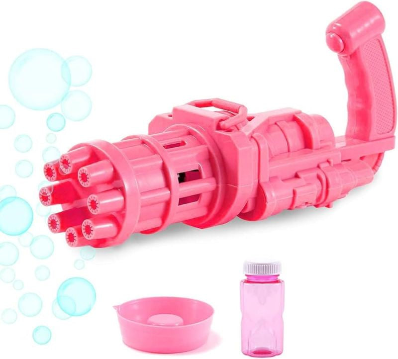 ⭐ Pistola de Burbujas para Niños 2 en 1 | Máquina de Burbujas + Ventilador | ABS Resistente, Colores Rosa/Oro/Negro | Ideal para Baño, Verano, Fiestas y Juegos