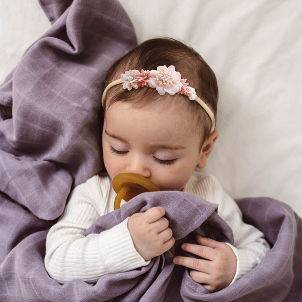 ⭐ Diadema Infantil Floral con Perlas | Cinta para Bebé Full Moon – Estilo Retro y Elegante