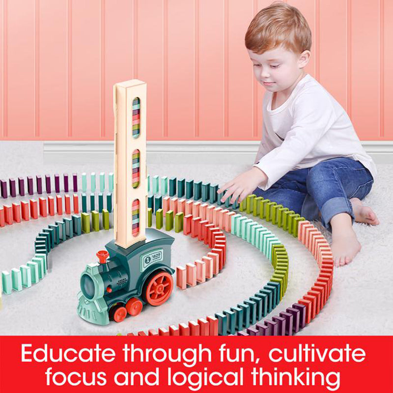 ⭐Tren Automático de Dominó para Niños | Juguete Educativo con 100 Piezas, Colocación Automática, Puzzle Infantil y Desarrollo Motor